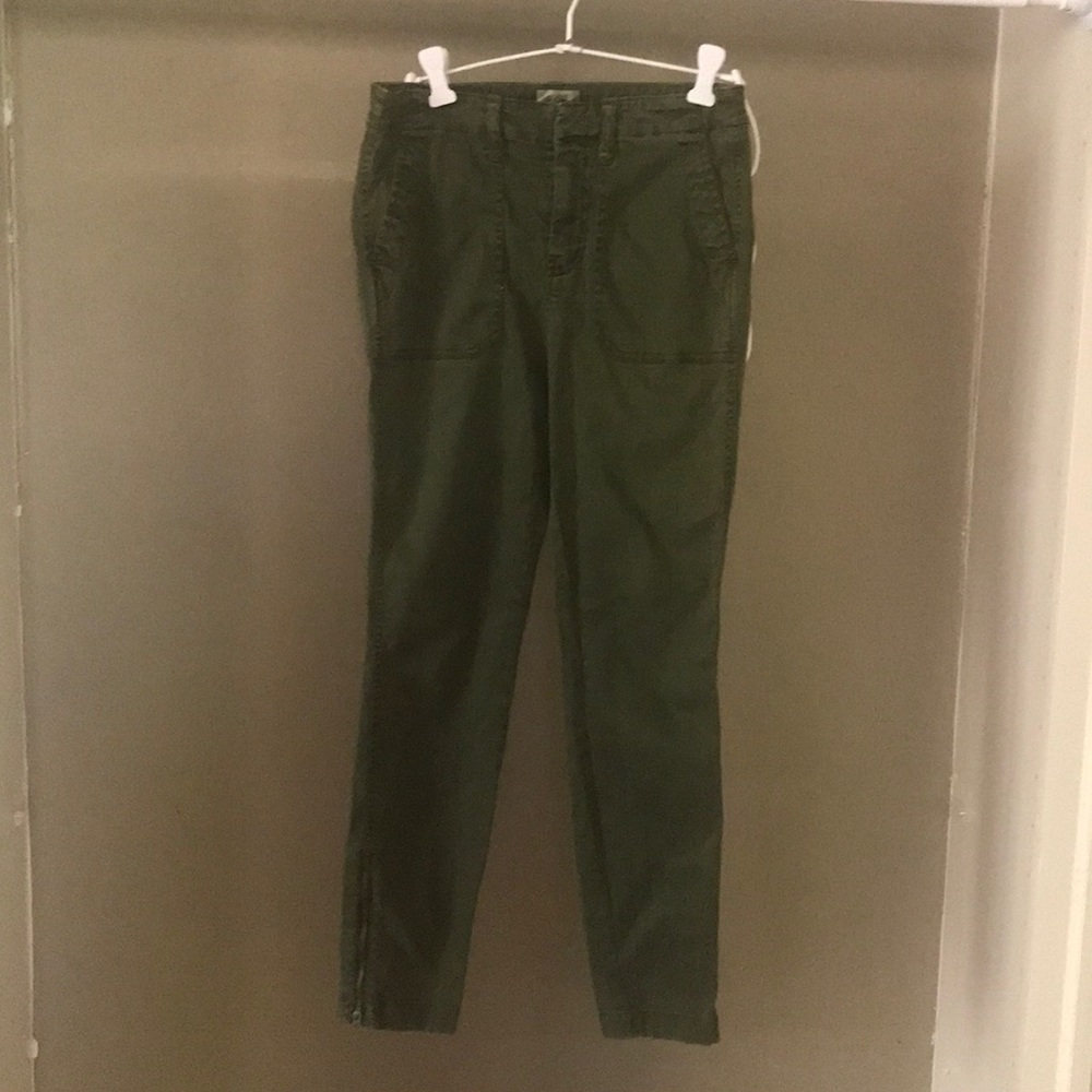 JCrew Olive Pants with Cute Zippers @ Ankle S 26
